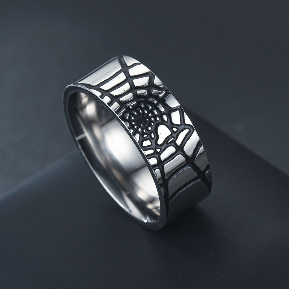 Men Accessories Silver - Cincin Web laba-laba sederhana baja tahan