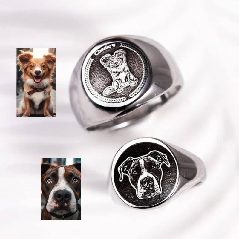 Men Accessories Wholesale - Cincin Stempel Foto Ukiran Kustom untuk