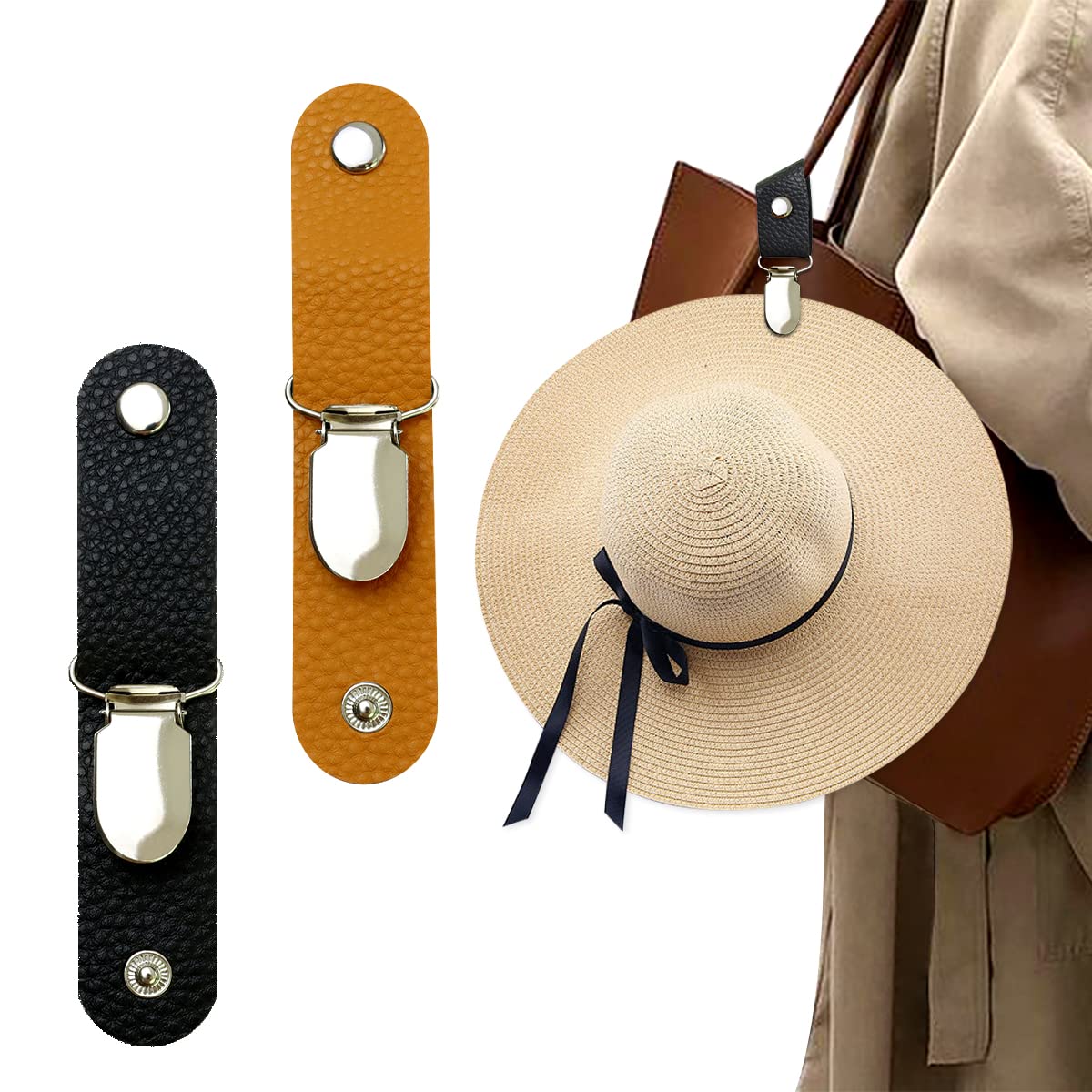 Men Accessories For Beach - Penjepit Topi Kulit PU untuk Perjalanan,