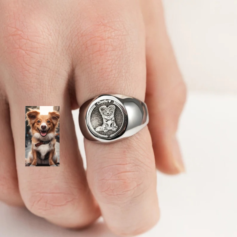 Cincin Stempel Foto Ukiran Kus - Men Accessories Wholesale ulasan dan harga