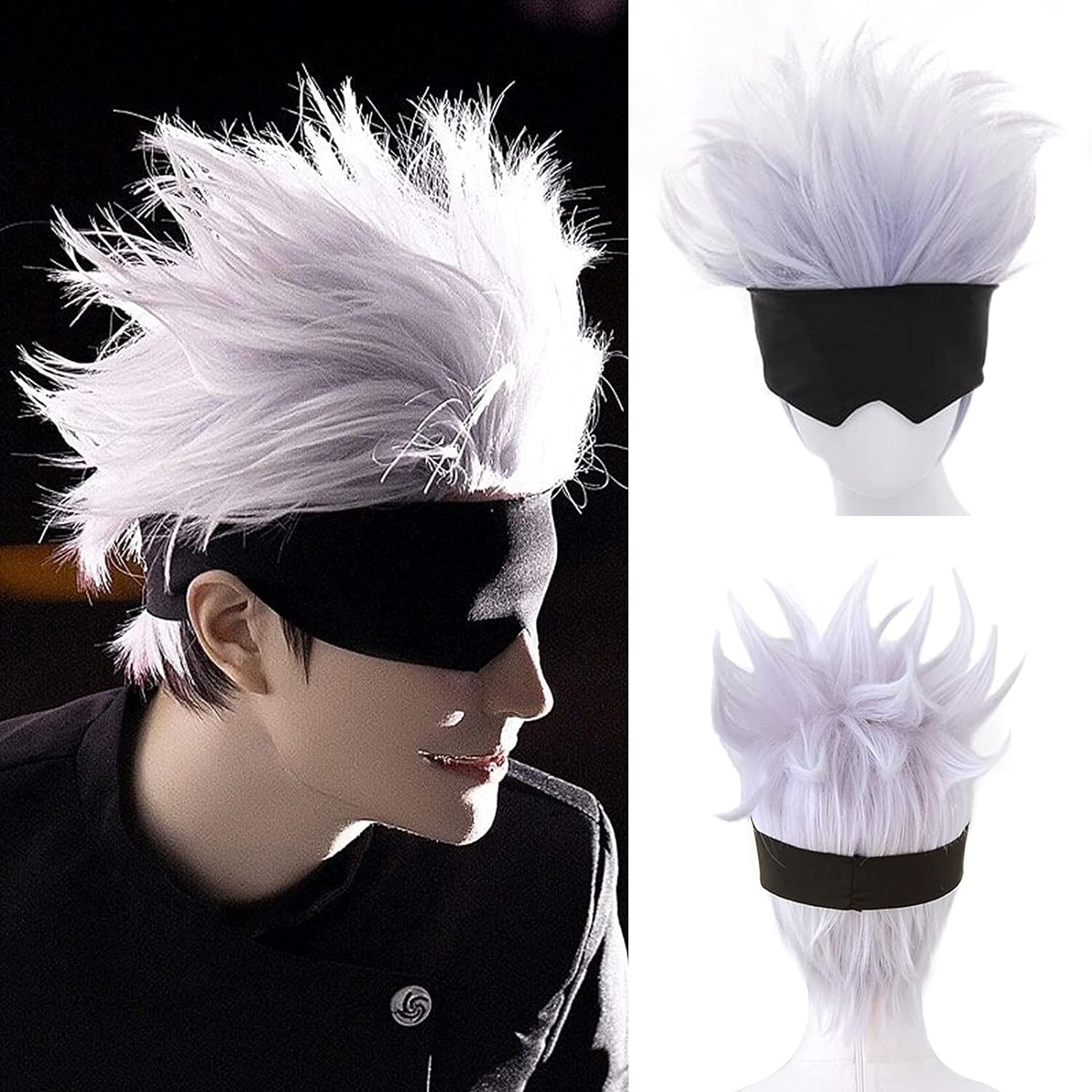 Wig Cosplay hitam + bergelomba - Men Accessories Silver ulasan dan harga