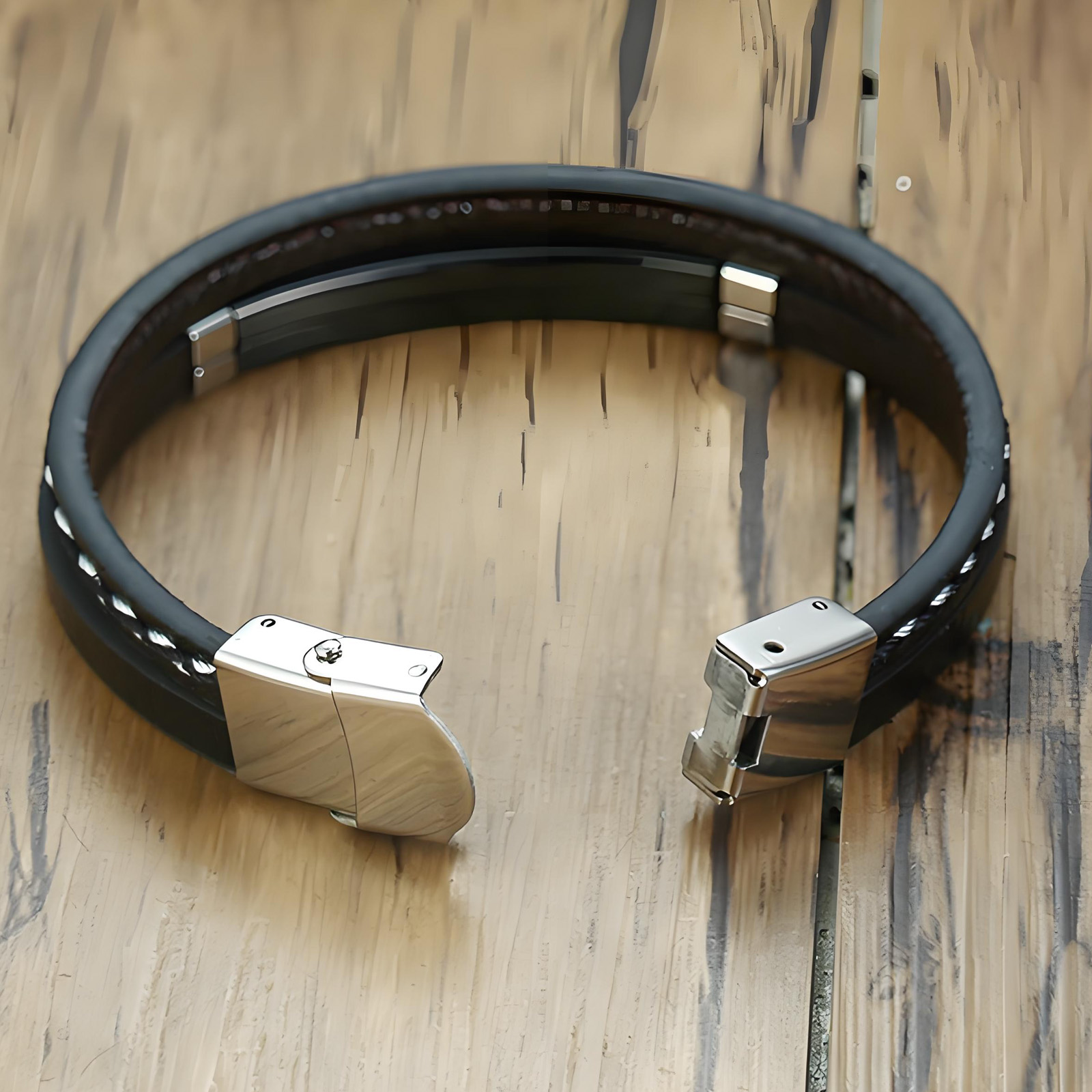 Gelang Kulit PU Kepang Dua Lap - Men Accessories Wholesale ulasan dan harga
